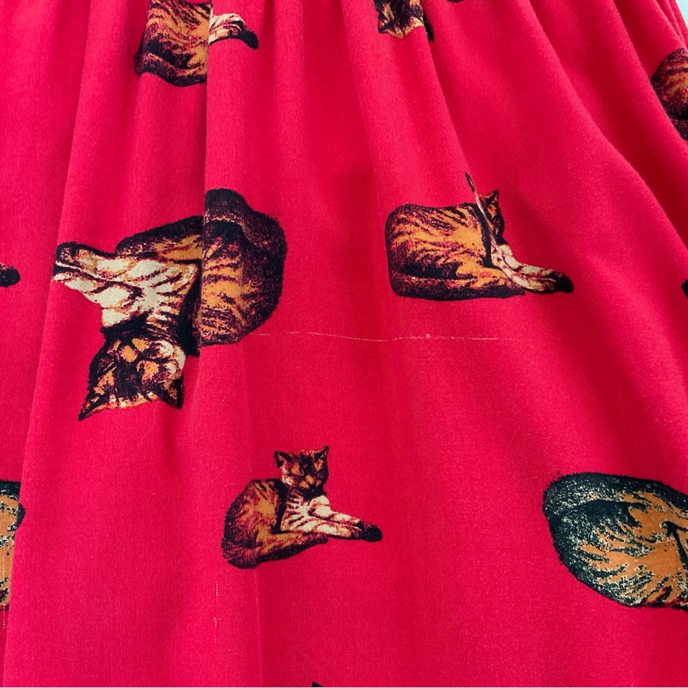 ModCloth Red Cat Print Fit & Flare Dress S - Picture 9 of 16
